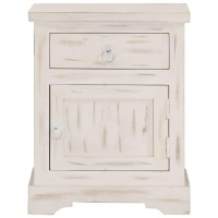 Vidaxl Bedside Cabinet White 15.7X11.8X19.7 Solid Mango Wood