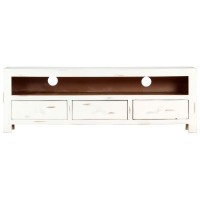 Vidaxl Tv Cabinet White 47.2X11.8X15.7 Solid Acacia Wood