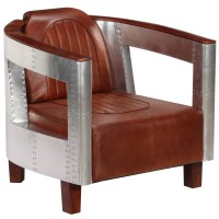 vidaXL Aviator Armchair Brown Real Leather