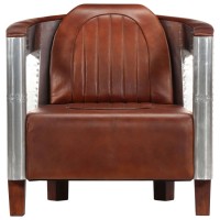 vidaXL Aviator Armchair Brown Real Leather