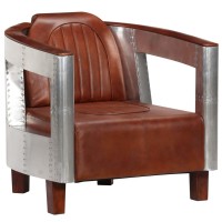 vidaXL Aviator Armchair Brown Real Leather