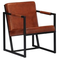 vidaXL Armchair Brown Real Leather