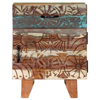 vidaXL Hand Carved Bedside Cabinet 15.7