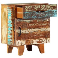 vidaXL Hand Carved Bedside Cabinet 15.7