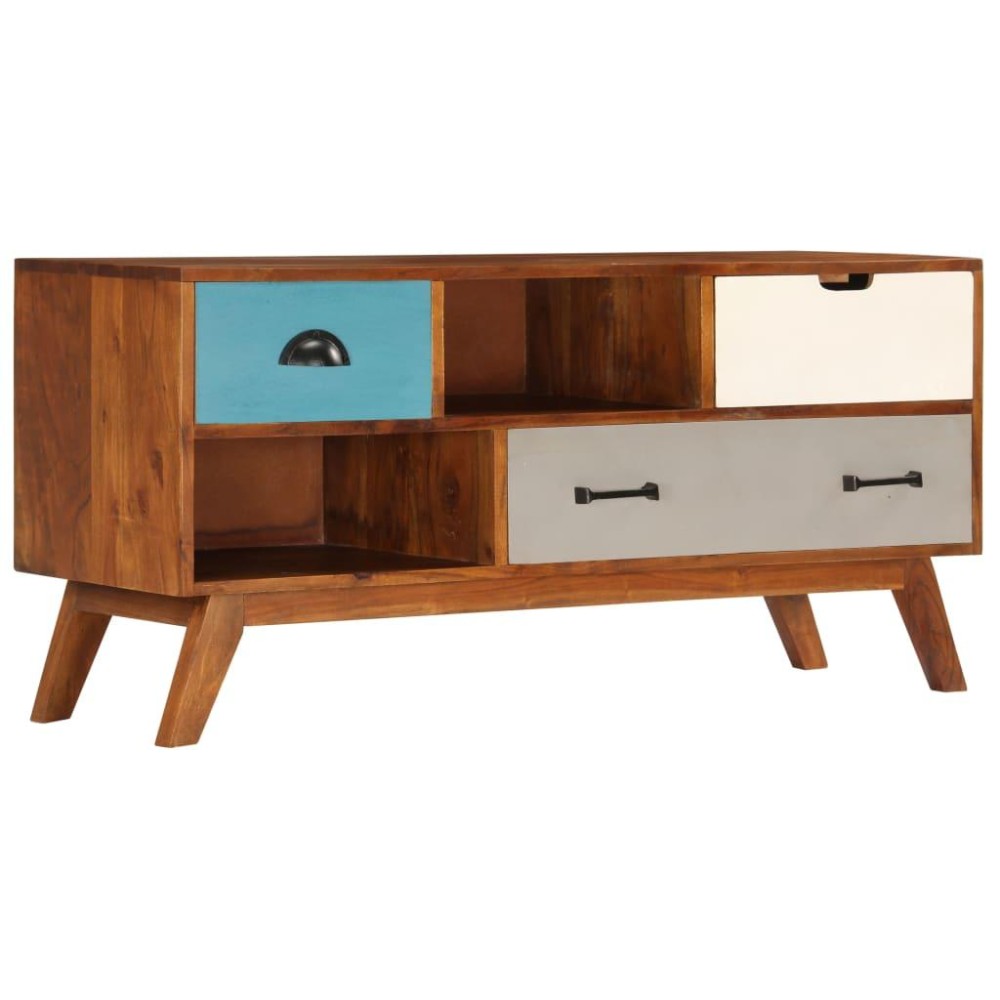 Vidaxl Tv Cabinet With 3 Drawers 43.3X13.8X19.7 Solid Acacia Wood