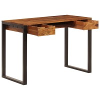 Vidaxl Desk 43.3X21.7X30.7 Solid Sheesham Wood And Steel