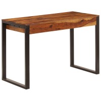Vidaxl Desk 43.3X21.7X30.7 Solid Sheesham Wood And Steel