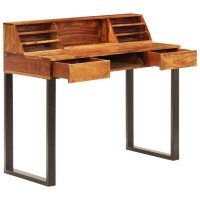Vidaxl Desk 43.3X19.7X37 Solid Sheesham Wood And Steel