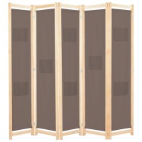 Vidaxl 5-Panel Room Divider Brown 78.7X66.9X1.6 Fabric