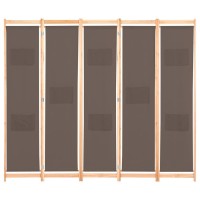 Vidaxl 5-Panel Room Divider Brown 78.7X66.9X1.6 Fabric