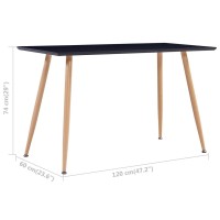 vidaXL Dining Table Black and Oak 47.2