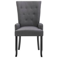 Vidaxl Dining Chair With Armrests Dark Gray Fabric