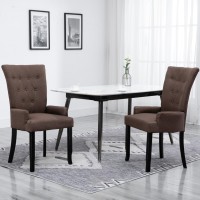 Vidaxl Dining Chair With Armrests Brown Fabric