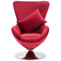 Vidaxl Swivel Egg Chair With Cushion Red Velvet