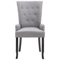 vidaXL Dining Chair with Armrests Light Gray Fabric