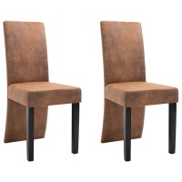 vidaXL Dining Chairs 2 pcs Brown Faux Suede Leather