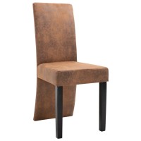 vidaXL Dining Chairs 2 pcs Brown Faux Suede Leather