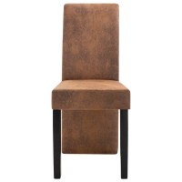 vidaXL Dining Chairs 2 pcs Brown Faux Suede Leather