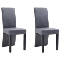 Vidaxl Dining Chairs 2 Pcs Gray Faux Suede Leather