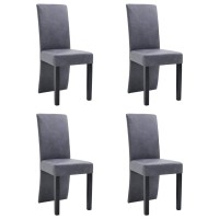 Vidaxl Dining Chairs 4 Pcs Gray Faux Suede Leather