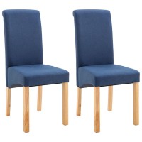 vidaXL Dining Chairs 2 pcs Blue Fabric