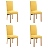 Vidaxl Dining Chairs 4 Pcs Yellow Fabric