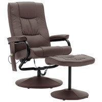 vidaXL Massage Recliner with Ottoman Brown Faux Leather