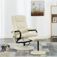 vidaXL Massage Recliner with Ottoman Cream Faux Leather