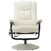 vidaXL Massage Recliner with Ottoman Cream Faux Leather