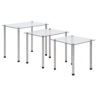 vidaXL Nesting Tables 3 pcs Transparent Tempered Glass