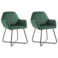 vidaXL Dining Chairs 2 pcs Green Velvet