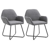 Vidaxl Dining Chairs 2 Pcs Dark Gray Fabric