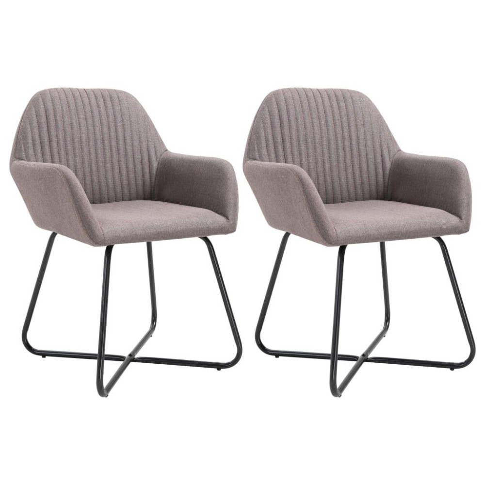 vidaXL Dining Chairs 2 pcs Taupe Fabric