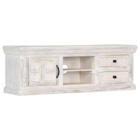 Vidaxl Tv Cabinet White 47.2X11.8X15.7 Solid Mango Wood