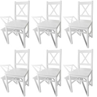 Vidaxl Dining Chairs 6 Pcs White Pinewood