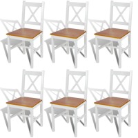 Vidaxl Dining Chairs 6 Pcs White Pinewood