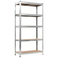 Vidaxl 5-Layer Heavy-Duty Shelves 2 Pcs Silver Steel&Engineered Wood