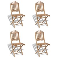 vidaXL Foldable Patio Chairs Bamboo 4 pcs