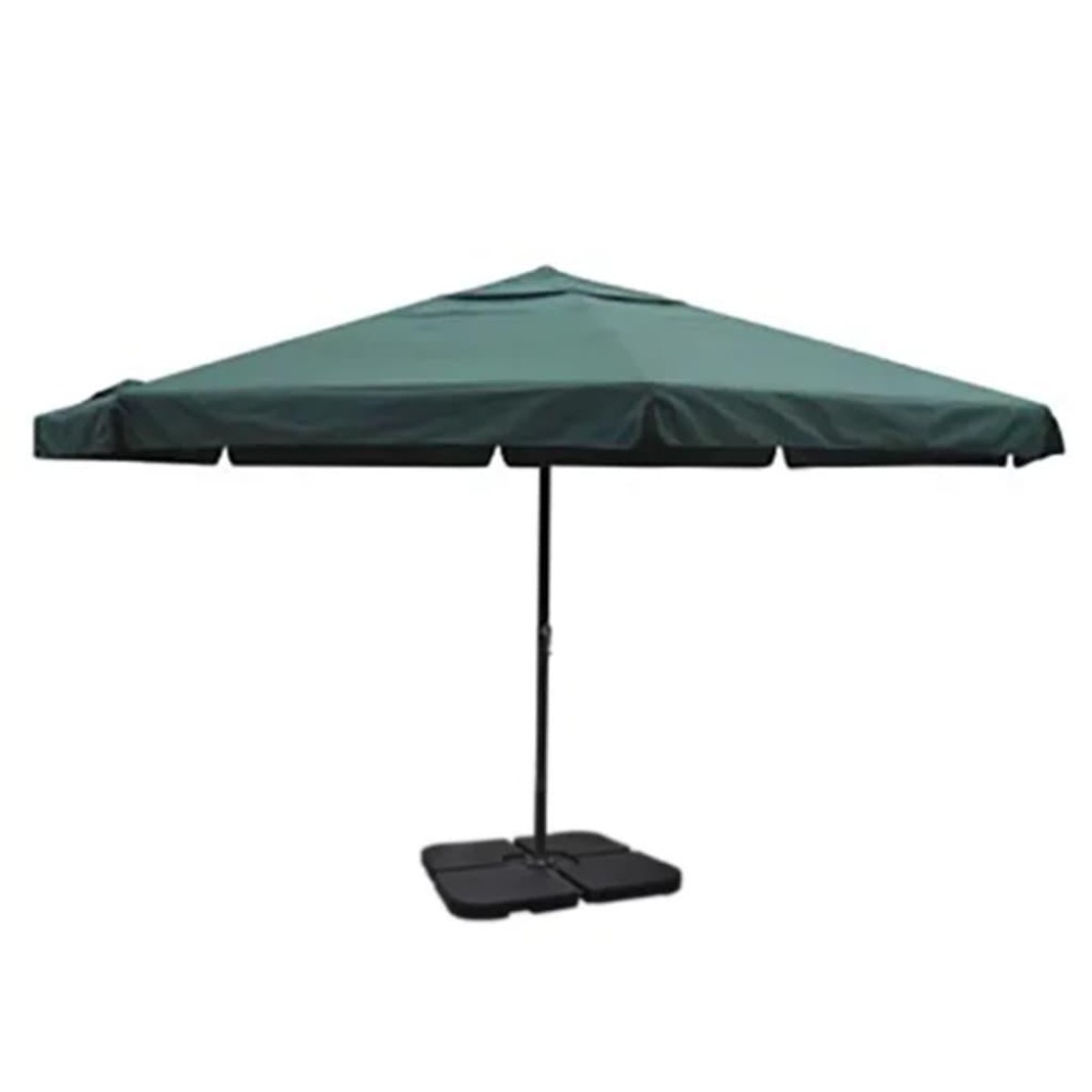 Aluminum Umbrella with Portable Base Green