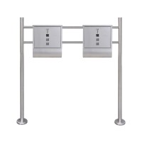 Double Mailbox on Stand Stainless Steel