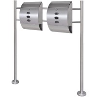 vidaXL Double Mailbox on Stand Stainless Steel