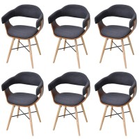 vidaXL Dining Chairs 6 pcs Dark Gray Bent Wood and Fabric