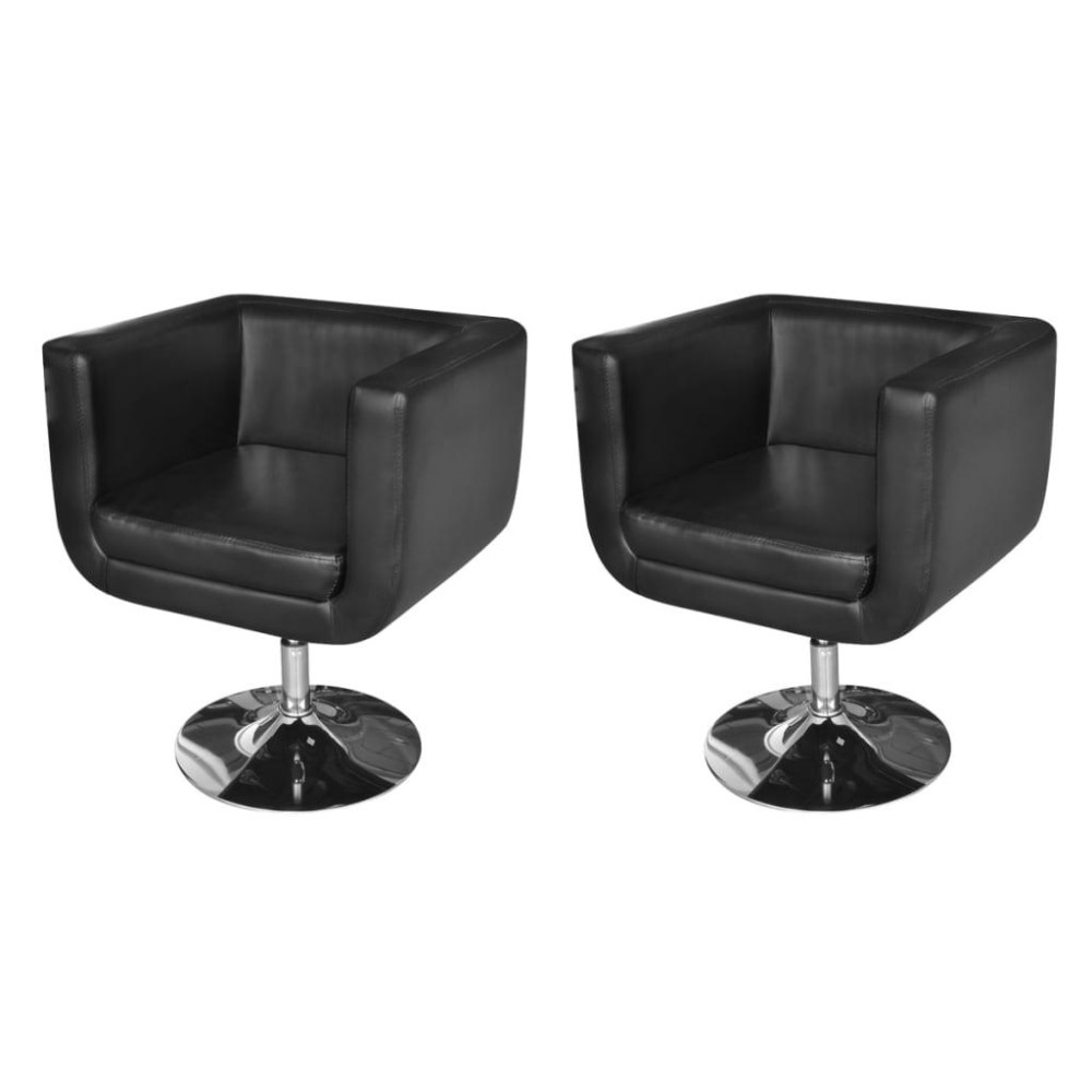 vidaXL Armchairs with Chrome Base 2 pcs Black Faux Leather