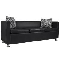 vidaXL Sofa Set Artificial Leather 3-Seater and 2-Seater Black