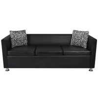 vidaXL Sofa Set Artificial Leather 3-Seater and 2-Seater Black