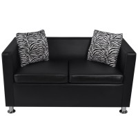 vidaXL Sofa Set Artificial Leather 3-Seater and 2-Seater Black