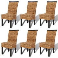 vidaXL Dining Chairs 6 pcs Abaca and Solid Mango Wood