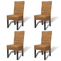 vidaXL Dining Chairs 4 pcs Abaca and Solid Mango Wood