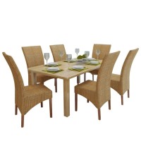 vidaXL Dining Chairs 6 pcs Brown Natural Rattan