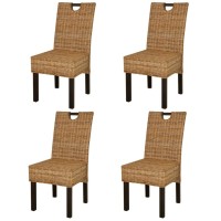 vidaXL Dining Chair 4 pcs Kubu Rattan Mango Wood